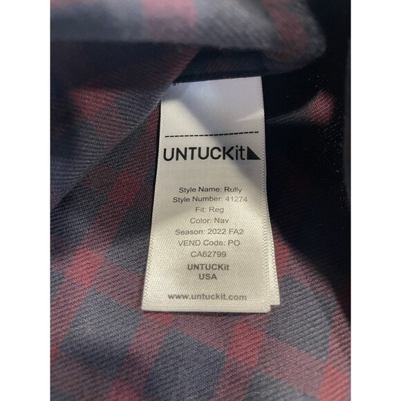 UNTUCKit Button-Down Shirt Mens Large Blue & Red Plaid Long Sleeve Cotton - Picture 6 of 9